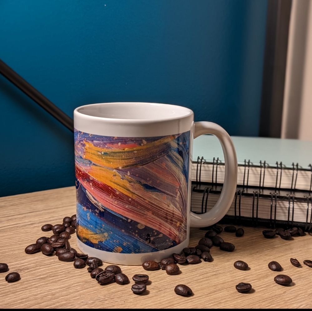 Ceramic Mug with Original Art "Acrylic Cosmos"